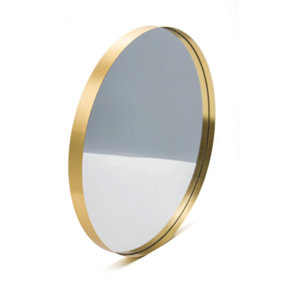 Biznest Large 80cm Large Round Gold Deep Aluminium Frame Wall Mounted Mirror Bathroom Living Room