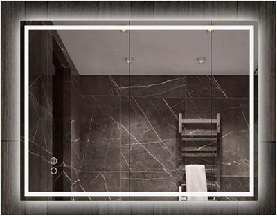 Biznest LED Lighted Bathroom Wall Mirror 3 Color Light Touch Switch ...