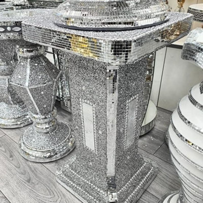Biznest New Silver Ceramic Mosaic White Mirrored Table Modern Flower ...