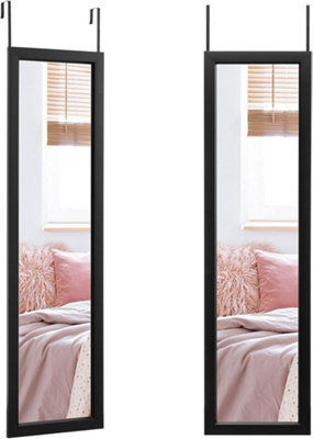 Biznest Over The Door Tall Mirror- Wooden Style Black Frame 30X120Cm Decorative Mirror
