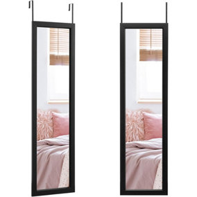 Biznest Over The Door Tall Mirror- Wooden Style Black Frame 30X120Cm Decorative Mirror