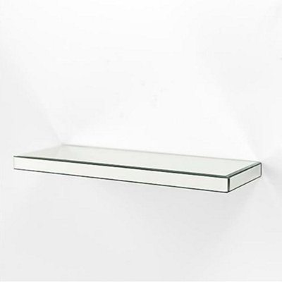 Biznest Silver Mirrored Glass Shelves Floating Wall Shelf Display ...