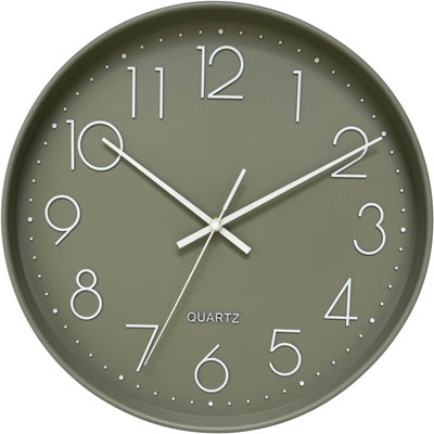 Biznest Sleek Sage Green Wall Hanging Clock Quartz Movement Round PP