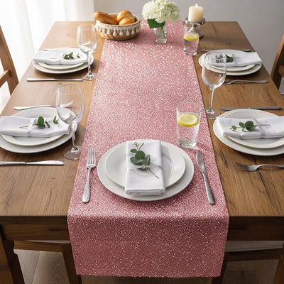 Biznest XL Sparkly Pink Crushed Crystal Diamond Dining Table Cover ...
