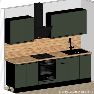 Bjorn 7 Units Professional Kitchen Cabinets Set - Boho Green