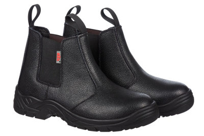 BKS Mens Black Slip On Steel Toe Dealer Boots (UK8)