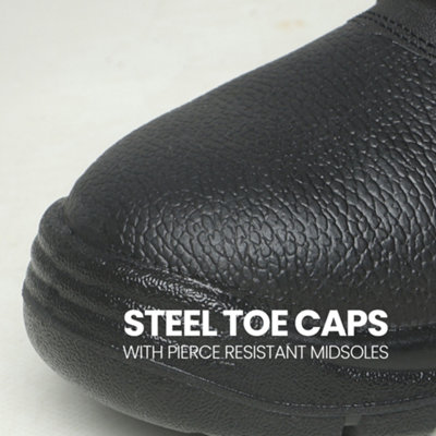 BKS Mens Black Slip On Steel Toe Dealer Boots (UK8)
