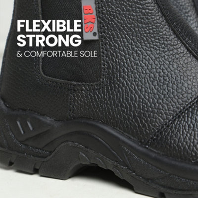 BKS Mens Black Slip On Steel Toe Dealer Boots (UK8)
