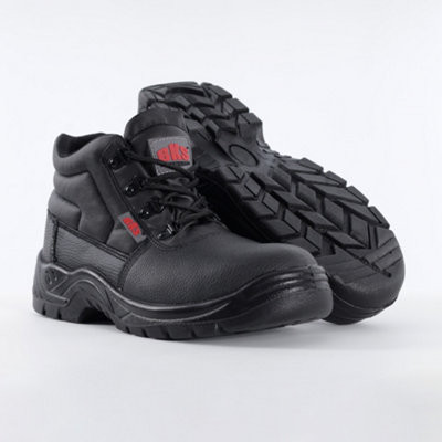 BKS Mens Black Steel Toe Chukka Work Boots &amp; Mid-Sole (UK4)
