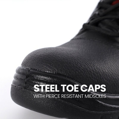 BKS Mens Black Steel Toe Chukka Work Boots & Mid-Sole (UK6)