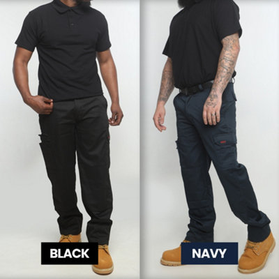 BKS Mens Navy Combat Cargo Work Trousers (W28, L29)