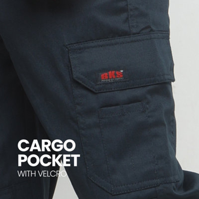 BKS Mens Navy Combat Cargo Work Trousers (W28, L29)