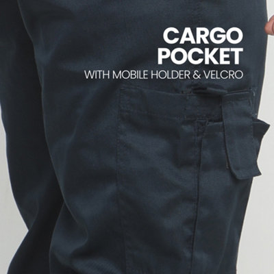 BKS Mens Navy Combat Cargo Work Trousers (W28, L29)