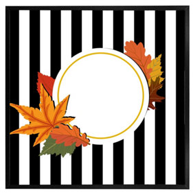 Blach stripes, autumn leaves (Picutre Frame) / 16x16" / Grey