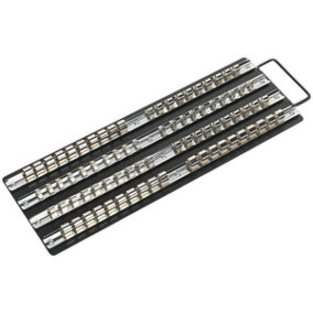 BLACK 1/4" 3/8" & 1/2" Square Drive Bit Holder Tray - Retaining Rail Bar Storage
