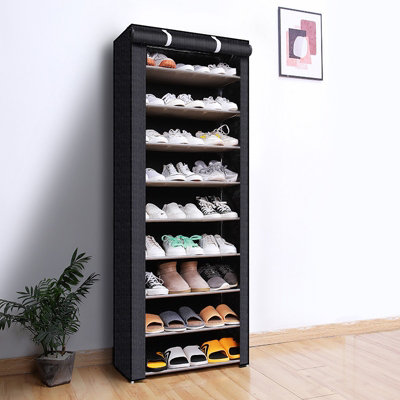 Black 10-Tier Dustproof Shoe Cabinet