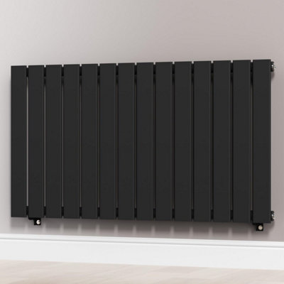 Black 1060 x 600 mm Modern Vertical Flat Panel Designer Radiator Single ...