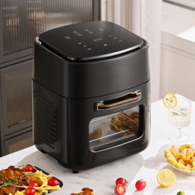 Black 11L Digital Penel Air Fryer Oven with Timer,Non-Stick Removable Basket