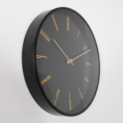 Black 12" Modern Analogue Clock