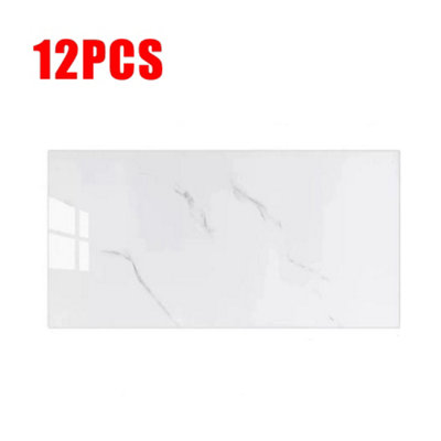 Black 12 Pack Self-Adhesive Marble Effect Wall Tile Stickers for ...