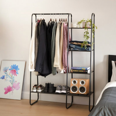 Black 150cmH Metal Simple Floor Standing Multi-layer Storage ...