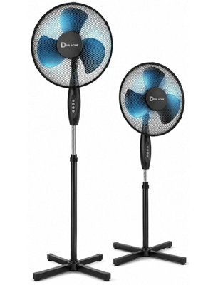 Black 16 Inch Pedestal Fan, Powerful Airflow Adjustable Height Standing ...