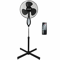 Black 16 inch Remote Control Fan Standing Pedestal Stand Adjustable Oscillating Rotating