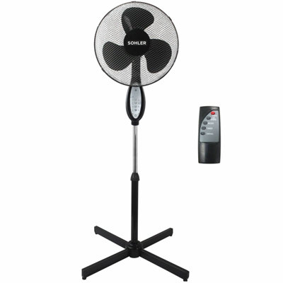 Black 16 inch Remote Control Fan Standing Pedestal Stand Adjustable ...