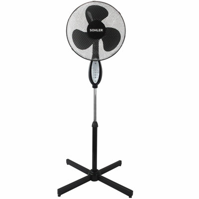 Black 16 inch Remote Control Fan Standing Pedestal Stand Adjustable Oscillating Rotating