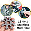 Black 18 In 1 DIY Stainless Multi-Tool Portable Snowflake Shape Key Chain Screwdriver