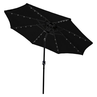 Black 2.7m LED Tilt Parasol without base DIY at B&Q