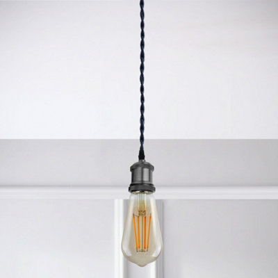 Black 2 Core Twisted Fabric Lighting Cable Braided Lamp Bulb Wire