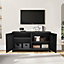 Black 2 Doors Adjustable Shelves Metal File Cabinet Tv Stand Side Cabinet for Home and Office 119cm