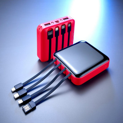 Black 20000mAh Powerbank - USB Powered Mobile Phone & Tablet Portable Device Power Bank Charger Charging Station with LED Display