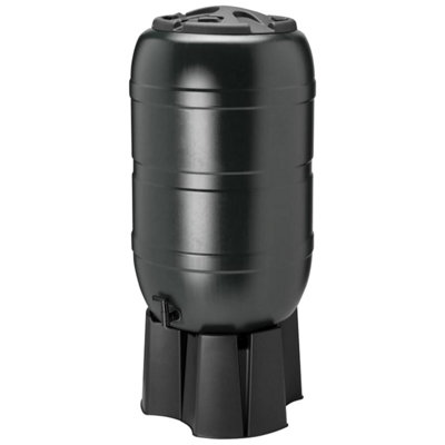 Black 210 Litre Outdoor Garden Water Butt With Stand, Tap, Filler & Lockable Lid