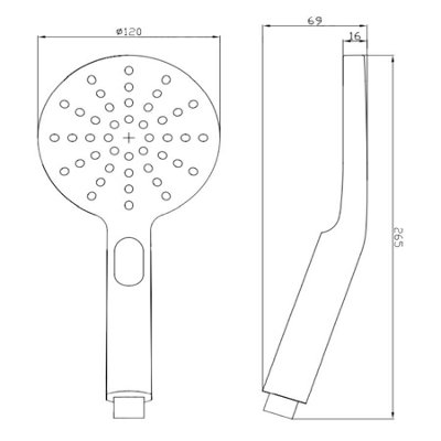 Black 3 Mode Round Shower Head ABS