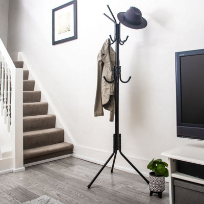 Black 3 Tier Coat Stand With 12 Hooks