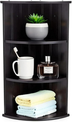 Black 3 Tier Corner Shelf Freestanding or Wall Mounted Storage Unit ...