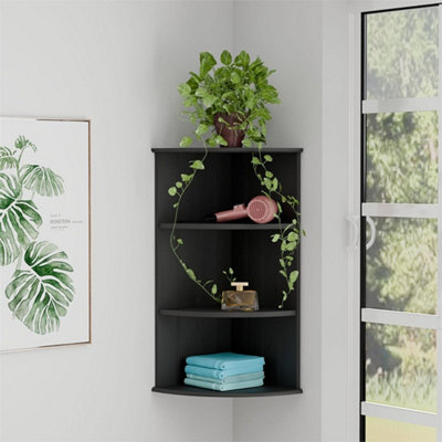 Black 3 Tier Corner Shelf Unit Organiser Rack Bathroom Storage Shelves ...