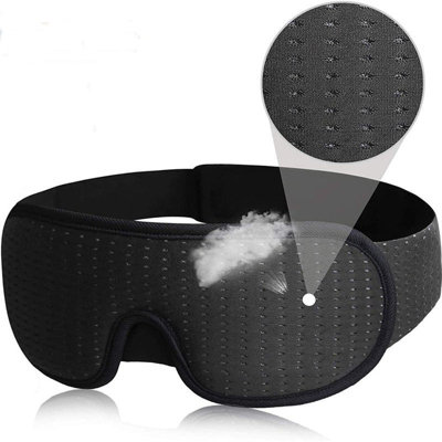 Black 3D Sleep Mask with Breathable Fabric and Full Light Blocking