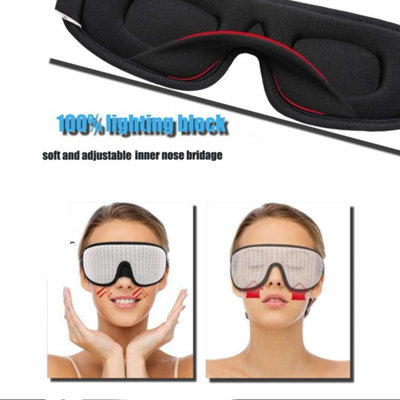 Black 3D Sleep Mask with Breathable Fabric and Full Light Blocking