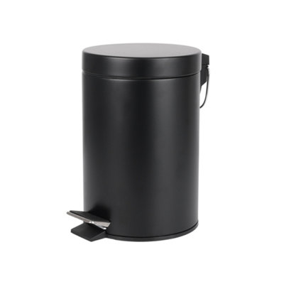 Black 3L Bathroom Pedal Bin Freestanding