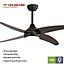 Black 4 Blade Ceiling Fan Lights with Remote Control 48 Inch