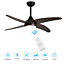 Black 4 Blade Ceiling Fan Lights with Remote Control 48 Inch