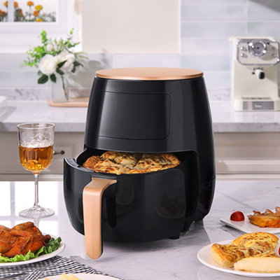 Black 4 L Digital Touch Screen Air Fryer with Timer Non Stick Removable Basket