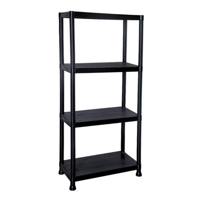 Black 4 Tier Plastic Shelving Unit Storage Racking Shelves Garage Warehouse Shed - 7