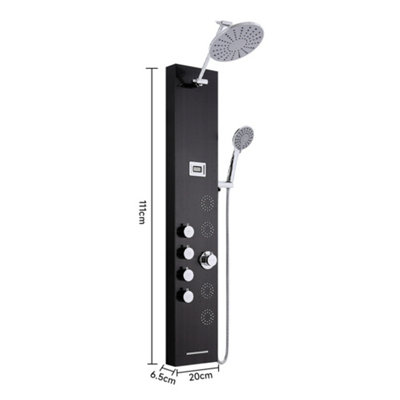 Black 4in1 Adjustable Shower Panel Mixer Shower Set with Body Massage Jets