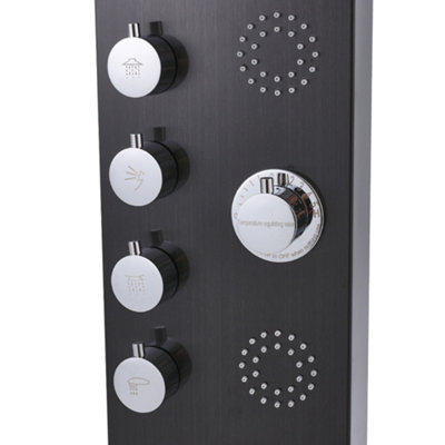 Black 4in1 Adjustable Shower Panel Mixer Shower Set with Body Massage Jets