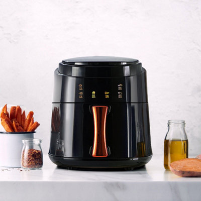 Black 5.5L Digital Pannel Air Fryer With Timer,Non-Stick Removable ...