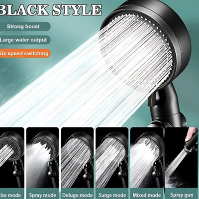 Black 5 Functions Shower Head with Handheld High Pressure-Full Body ...
